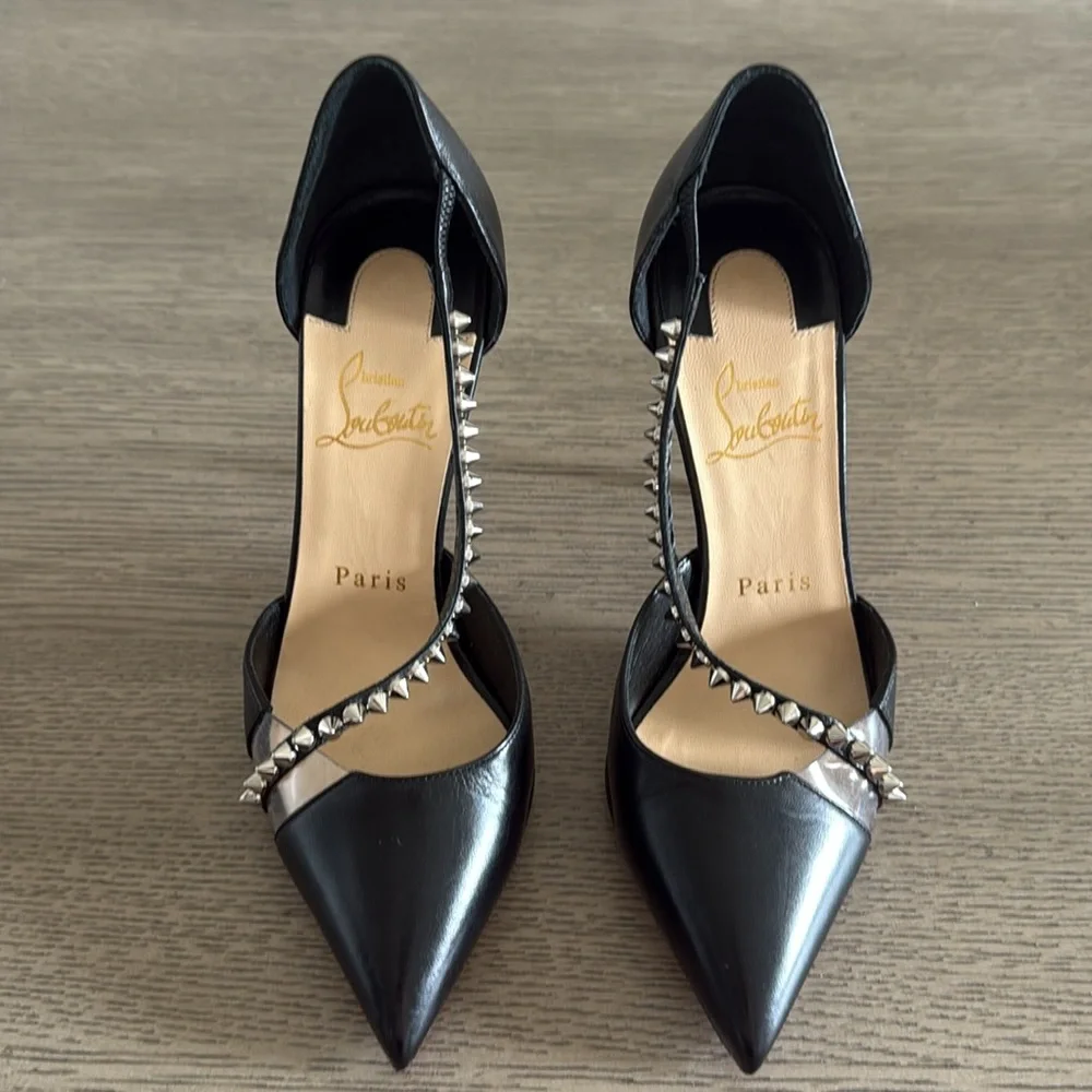 Christian Louboutin Spike Cross 100 Black Pump - Picture 2 of 13